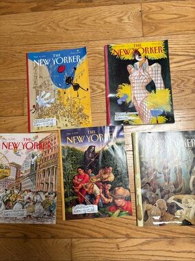 Lot of 5 Vintage The New Yorker Magazines - Colorful Illustrated Covers